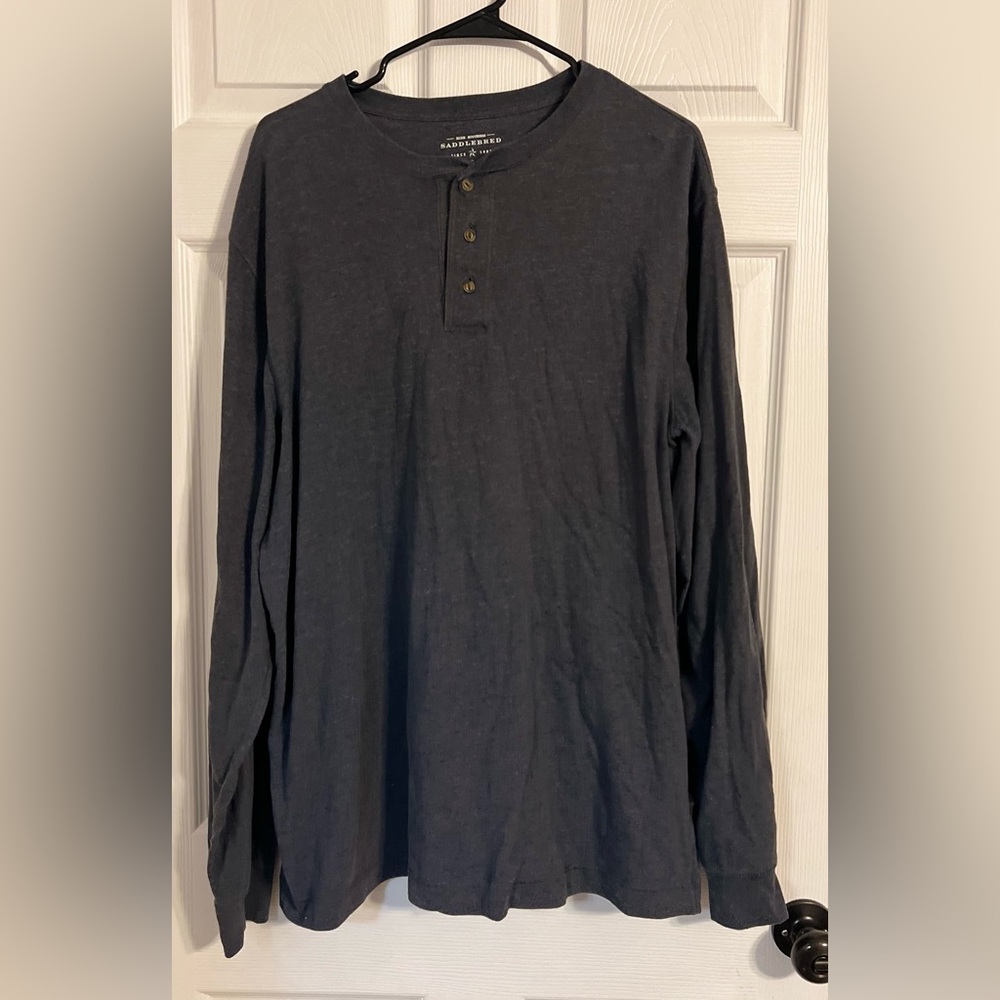Born Southern Saddlebred Men’s Henley Gray Long Sleeve Large Tall